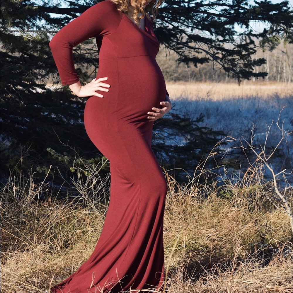 Red Long Maternity dress